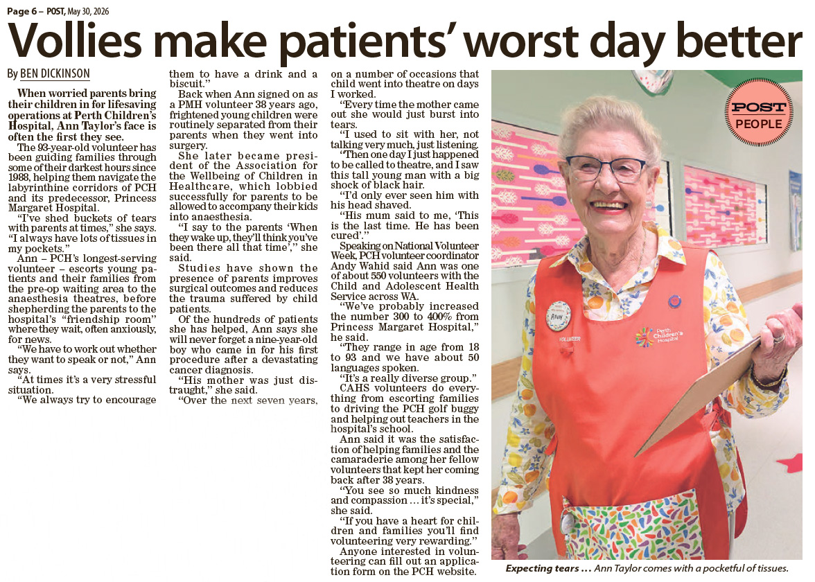 Ann Taylor was covered by The Post - pictured is a clipping of the newspaper article