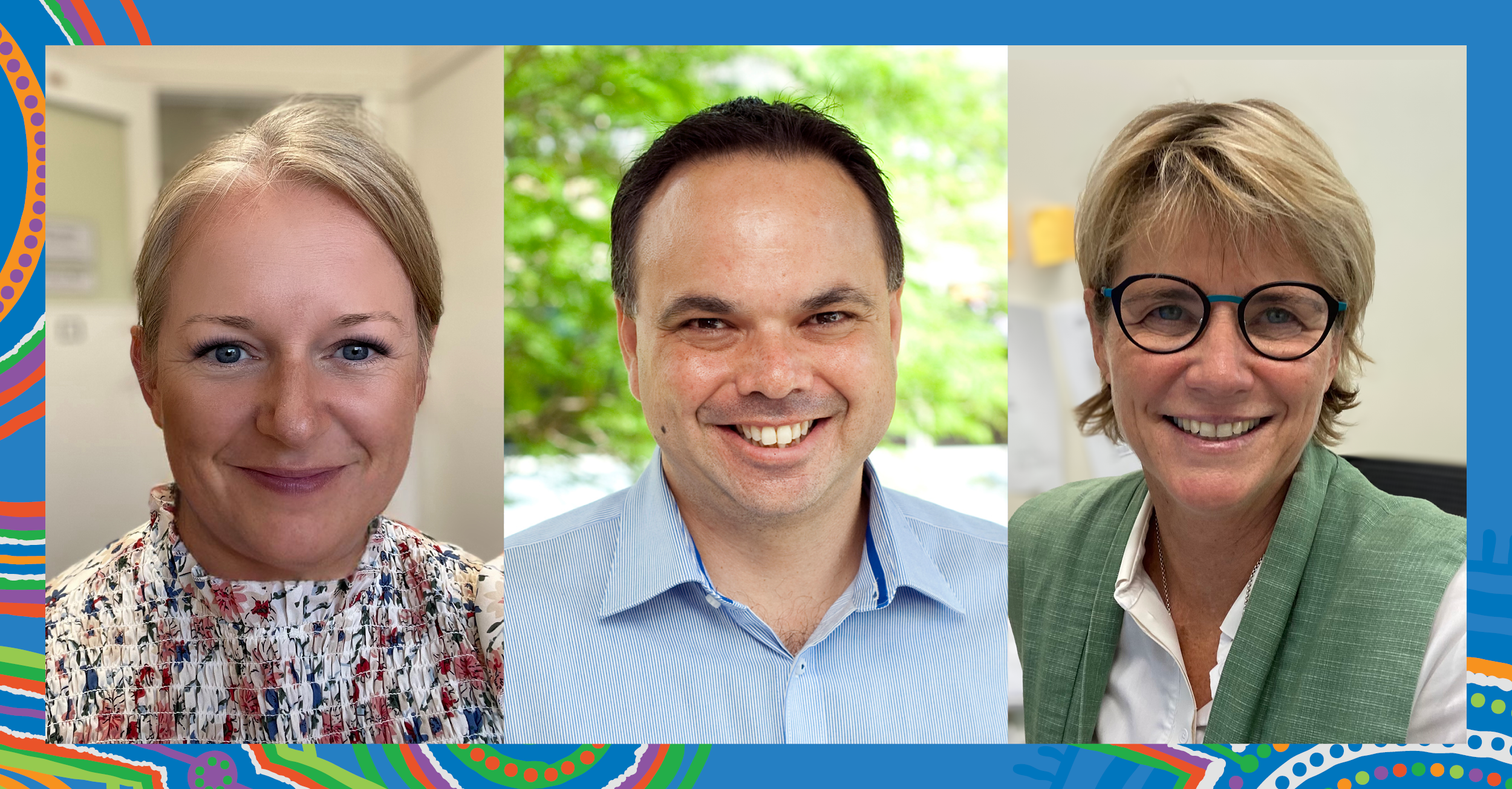 Headshots of researchers Dr Cathryn Poulton and professors Gareth Baynam and Jane Valentine.