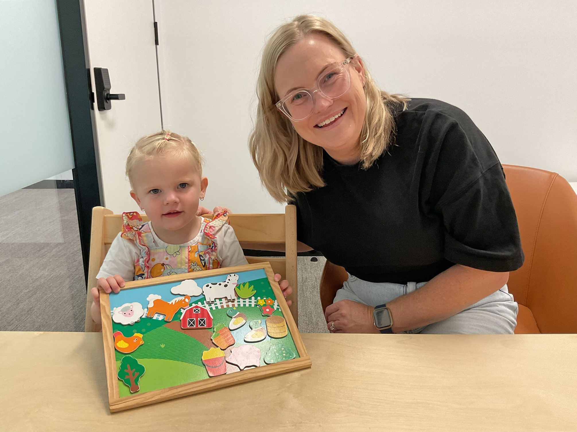 Early Moves study participant Paige with her mum Carys. 