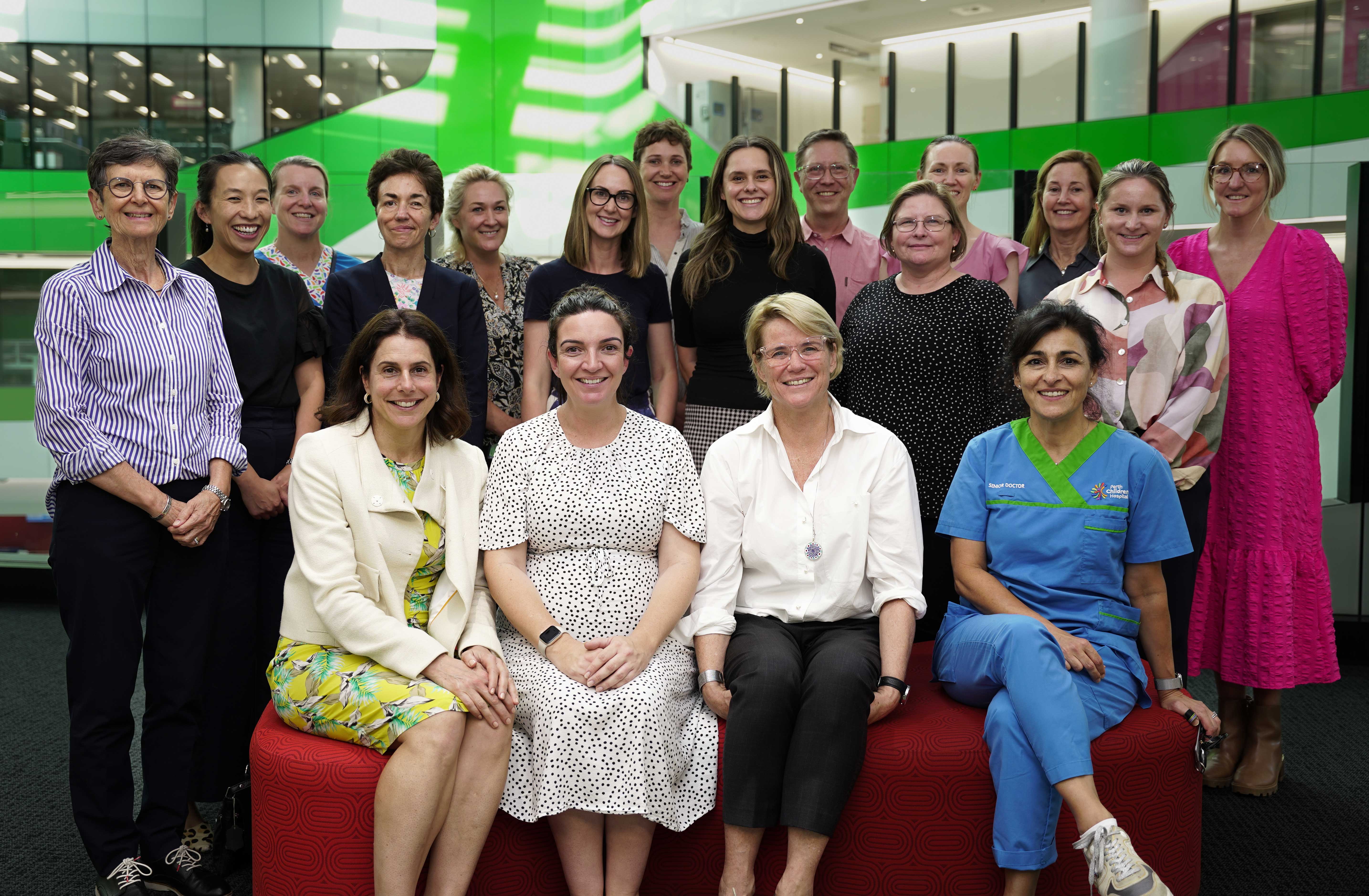 Professor Jane Valentine, front row second from right, with fellow members of the Kids Rehab WA Research team.