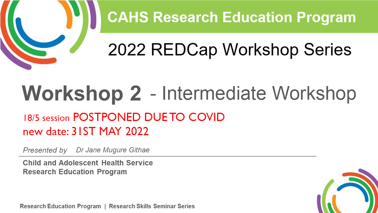 REDCap Intermediate Workshop cover slide