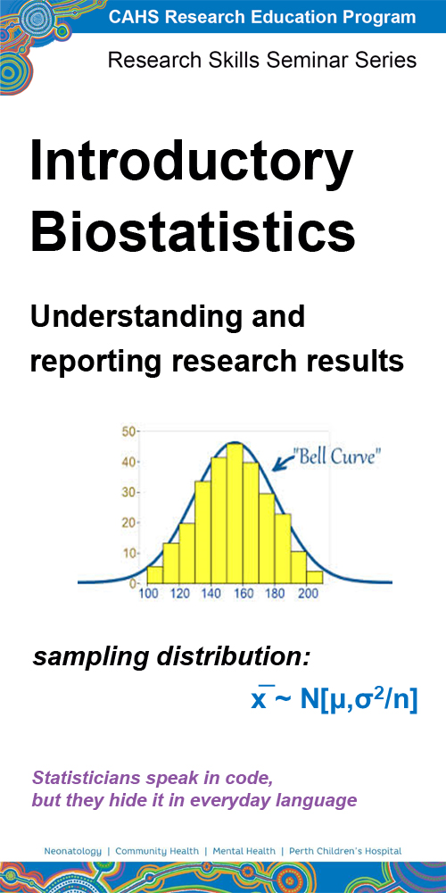 Promotional image for "Introductory Biostatistics" seminar 