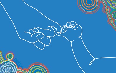 An illustration of a baby's hand grasping an adult finger, representing the First 1000 Days Framework