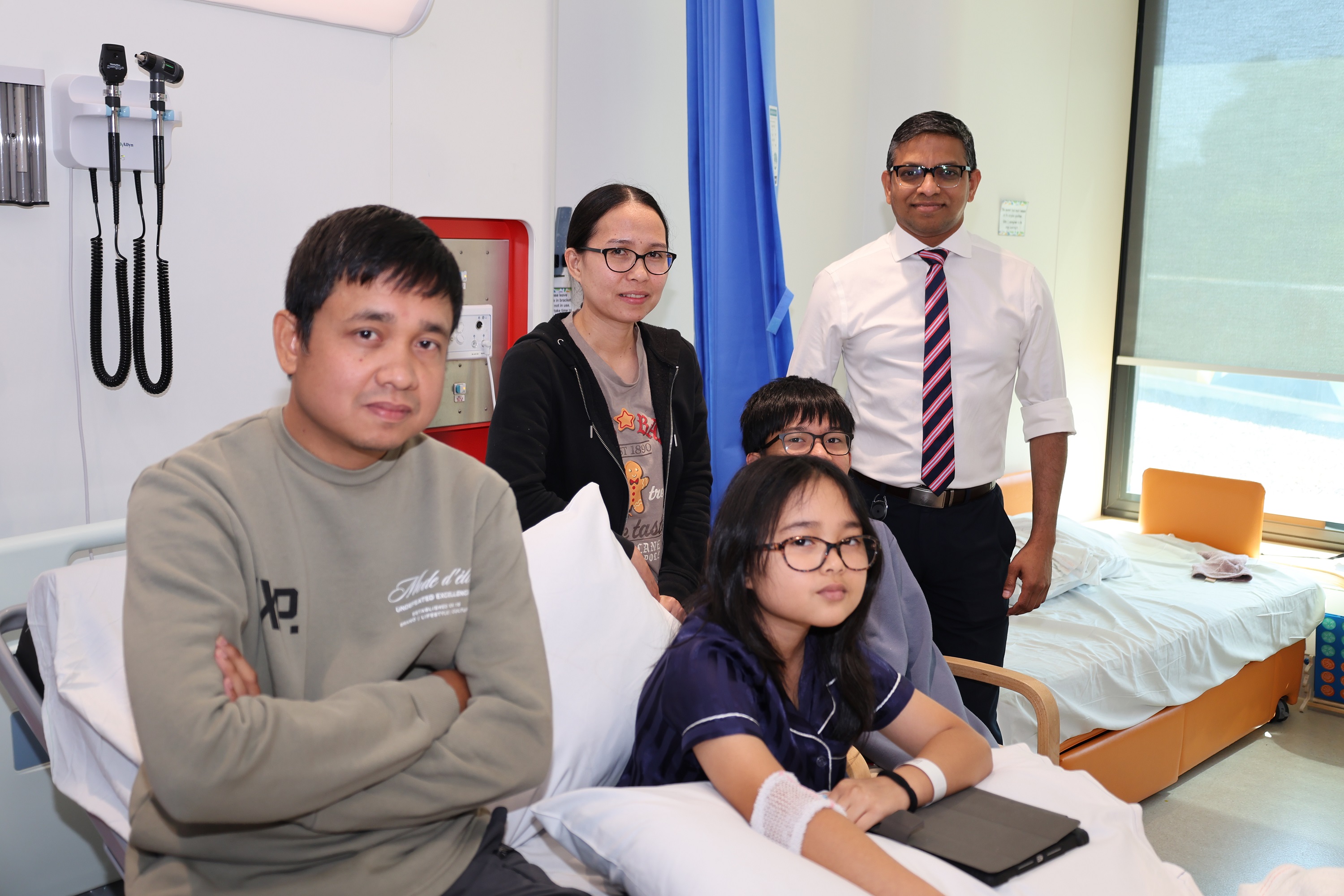 Maria and family at PCH with Paediatric Oncologist Dr Santosh Valvi