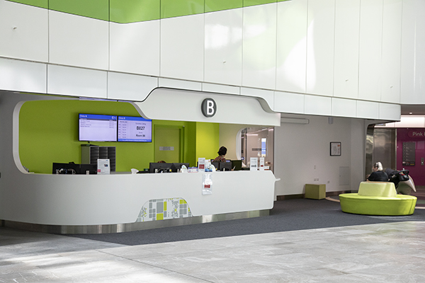 Clinic B reception desk